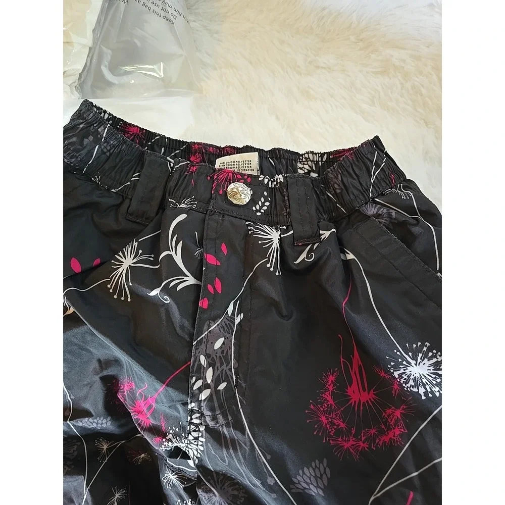 Zero Xposur‎ Girls Black Pink & White Dandelion Snow Bibs Ski Pants S 7/8